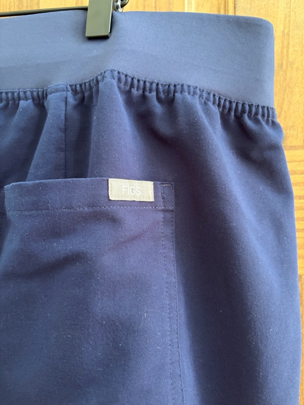 Figs men’s Navy Jogger Pants with Light Blue Drawstring - Picture 3 of 4